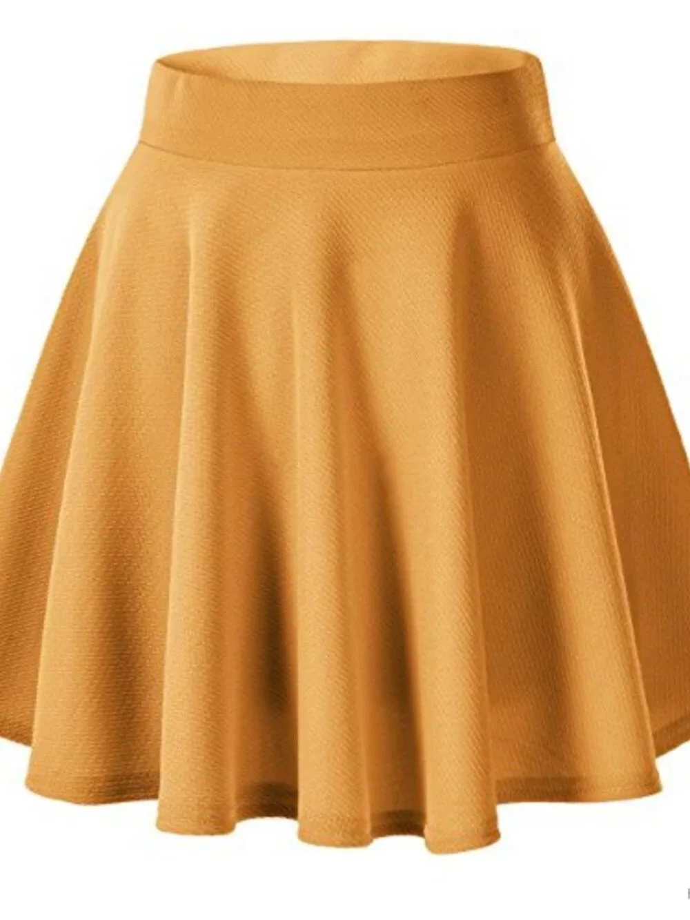 Stretchy Flared Mini Skater Skirt High Rise Pull On Polyester Spandex